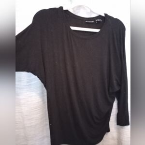 Tahari Black Long Bat Sleeve Women's Top Modal
